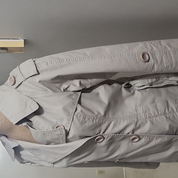 100% Cotton Beige Cream Trench Coat/Jacket in Size Small - Picture 10 of 14